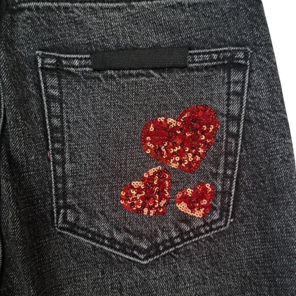 The Kooples Lizy Black Stonewash Ankle Jeans Sequin Hearts Pocket Size 26 - Picture 7 of 9